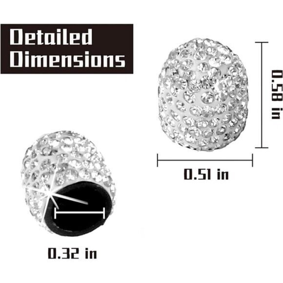 Tire Valve Caps Crystal Rhinestone Bling Universal Accessory Car Truck 4-Pack - Picture 3 of 6